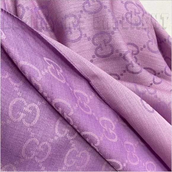 GUCCI Amethyst lilac & pink GGNAT wool & silk 18"x70" shawl Pashmina scarf NWT🎁 - Picture 7 of 10